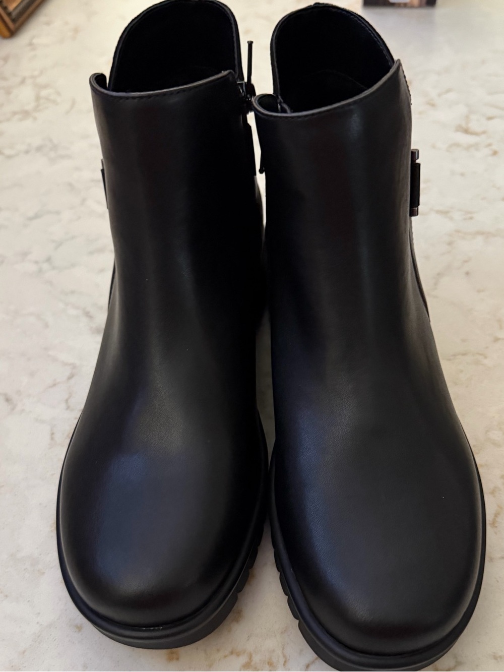 Women's Black Ankle Boots — Smooth Leather Upper Chelsea Style